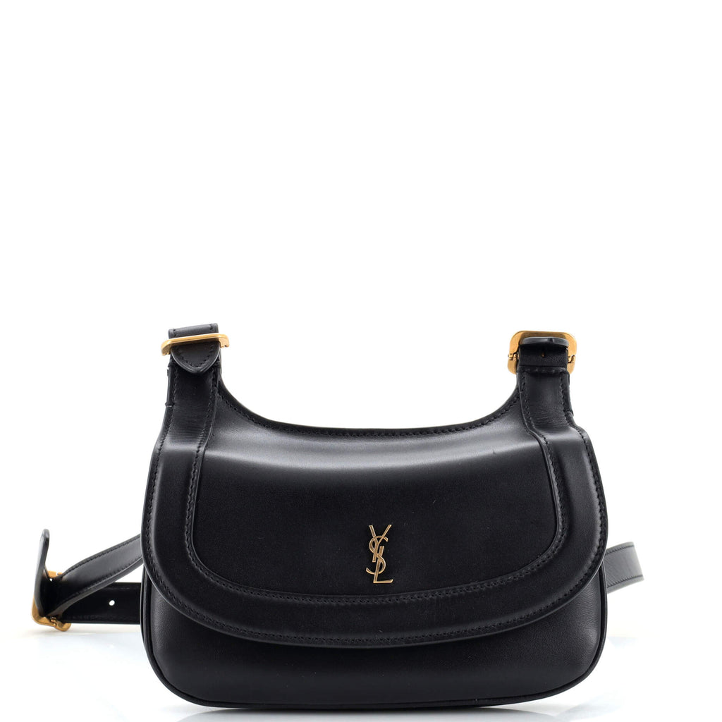 Saint Laurent Charlie Shoulder Bag Leather Small Black 2403711