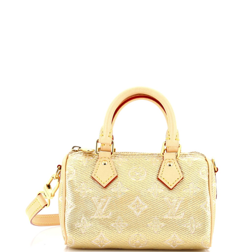 Louis Vuitton Speedy Bandouliere Bag Monoglam Jacquard Canvas Nano Gold  2331151