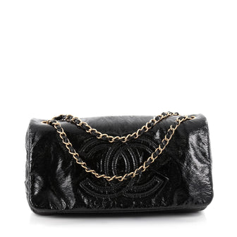 Chanel Rock and Chain Flap Bag Patent Vinyl Medium Black