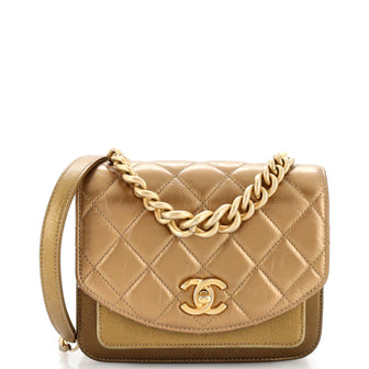 Chanel Chain Handle Flap Bag Quilted Calfskin with Caviar Mini