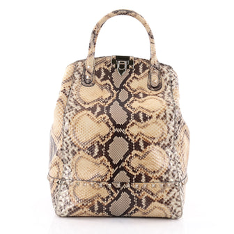 Valentino Rockstud New Dome Convertible Bucket Bag Python Yellow 2404202