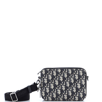 Christian Dior Double Zip Crossbody Pouch Oblique Canvas