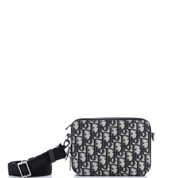 Christian Dior Double Zip Crossbody Pouch Oblique Canvas