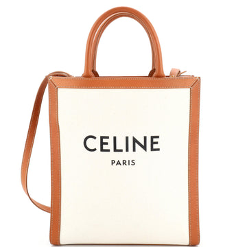 Celine Vertical Cabas Tote Canvas with Leather Small