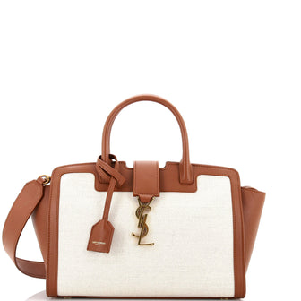 Saint Laurent Monogram Cabas Downtown Leather and Canvas Baby