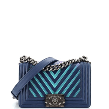 Chanel Boy Flap Bag Chevron Painted Calfskin Small