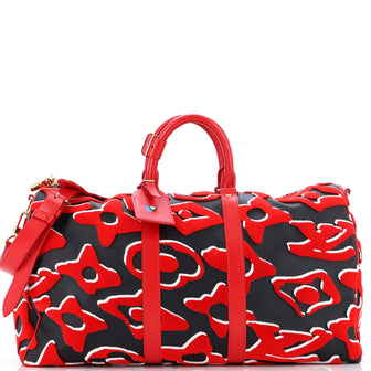 Louis Vuitton Keepall Bandouliere Bag Limited Edition Urs Fischer Tufted Monogram Canvas 45