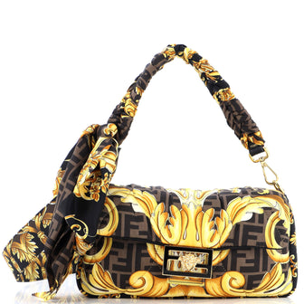 Fendi x Versace Fendace Baguette NM Bag Quilted Printed Silk Medium