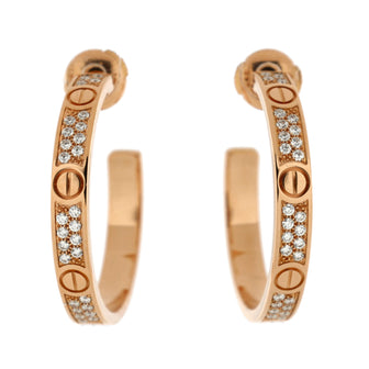 Cartier Love Hoop Earrings 18K Rose Gold with Diamonds 25mm