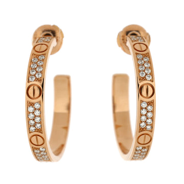 Cartier Love Hoop Earrings 18K Rose Gold with Diamonds 25mm