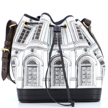 Louis Vuitton Noe Handbag Limited Edition Fornasetti Architettura Print Leather and Monogram Canvas MM