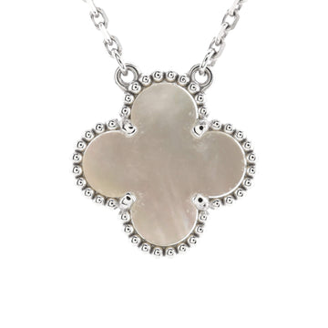 Van Cleef & Arpels Vintage Alhambra Pendant Necklace 18K White Gold and Mother of Pearl