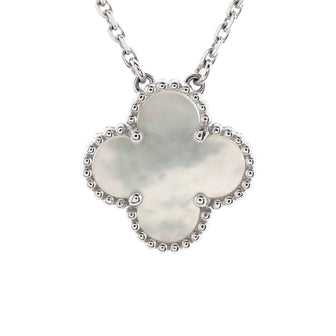 Van Cleef & Arpels Vintage Alhambra Pendant Necklace 18K White Gold and Mother of Pearl