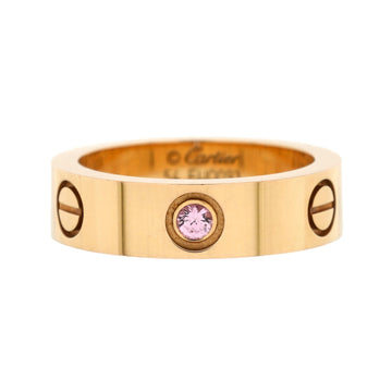 Cartier Love Band 1 Sapphire Ring 18K Rose Gold with Pink Sapphire