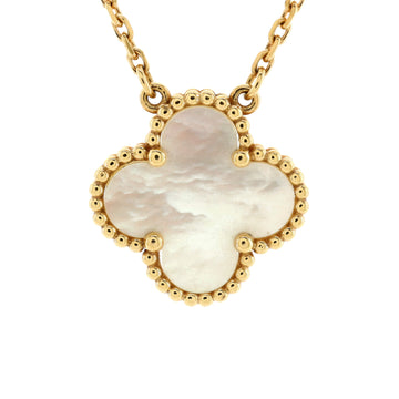 Van Cleef & Arpels Vintage Alhambra Pendant Necklace 18K Yellow Gold and Mother of Pearl