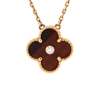 Van Cleef & Arpels Vintage Alhambra Pendant Necklace Limited Edition 18K Rose Gold and Bull's Eye with Diamond