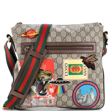 Gucci Courrier Zip Messenger GG Coated Canvas with Applique Medium