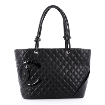 Chanel Cambon Tote Quilted Leather Large Black