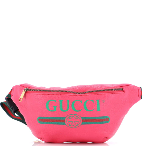 Gucci Logo Belt Bag Printed Leather Medium Pink 2405881