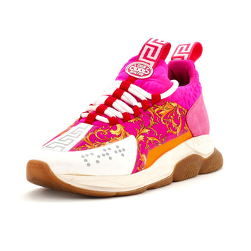 Versace Men's Chain Reaction Sneakers Printed Nylon with Rubber and Suede
