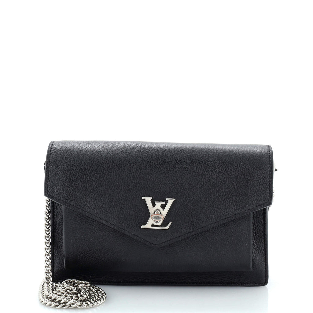 Louis Vuitton Mylockme Chain Pochette Leather Black 2406281