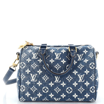 Louis Vuitton Speedy Bandouliere Bag Monogram Jacquard Denim 25 Blue 2406781