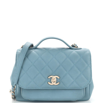 CHANEL Caviar Quilted Small Business Affinity Flap Light Blue