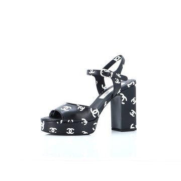 Chanel Women's Coco Beach Heeled Sandals Printed Leather