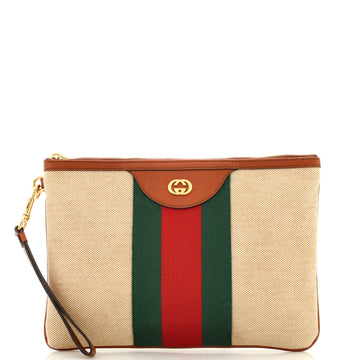 Gucci Vintage Web Wristlet Pouch Canvas Medium