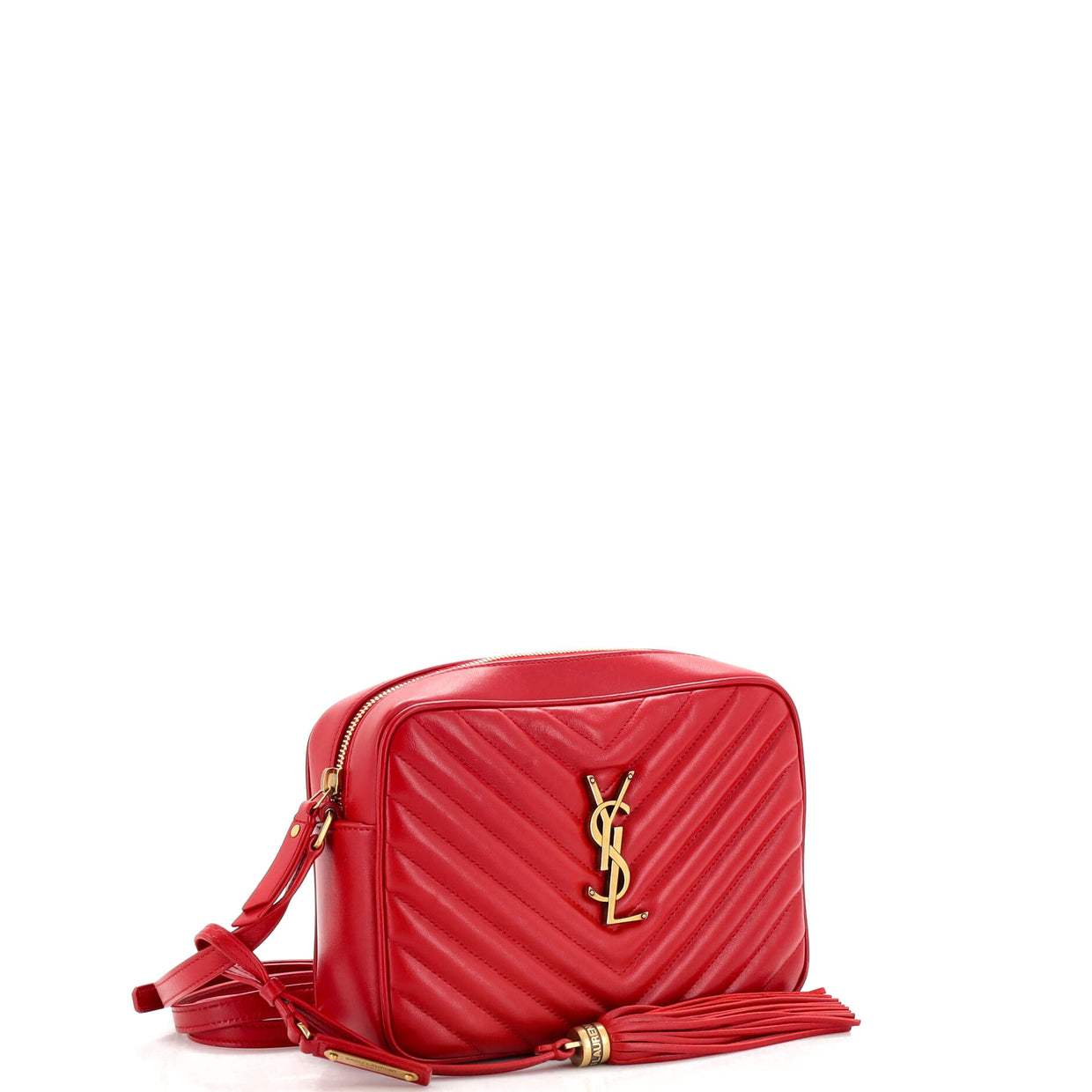 Saint Laurent Lou Camera Bag Matelasse Chevron Leather Small Red 2407392