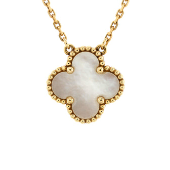 Van Cleef & Arpels Vintage Alhambra Pendant Necklace 18K Yellow Gold and Mother of Pearl