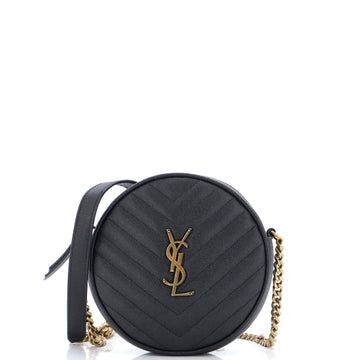 Saint Laurent Vinyle Round Camera Bag Matelasse Chevron Leather