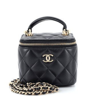 Chanel Classic Top Handle Vanity Case with Chain Quilted Lambskin Mini
