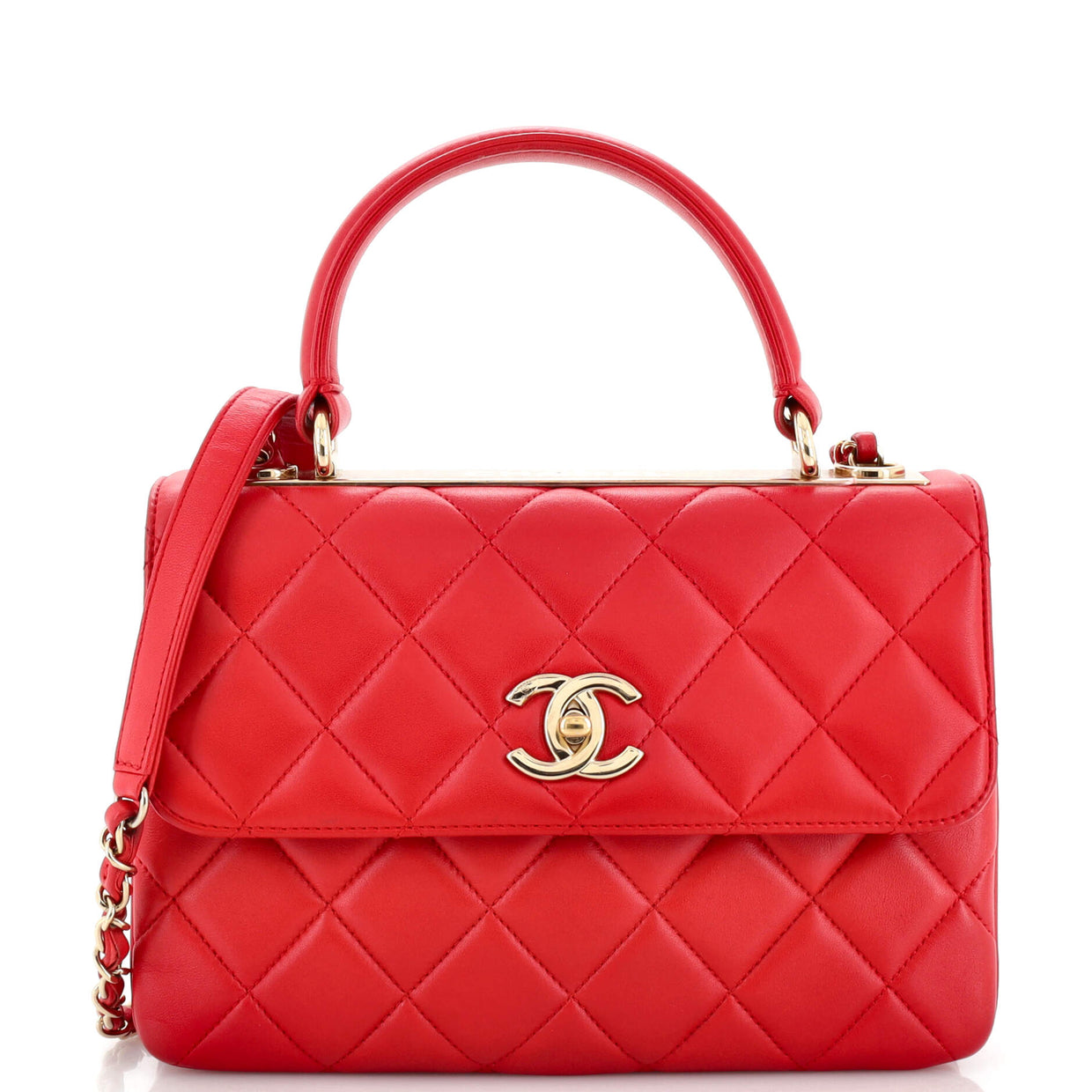 Chanel Trendy CC Top Handle Bag Quilted Lambskin Small Red 2408305