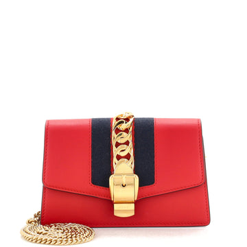 Gucci Sylvie Chain Shoulder Bag Leather Super Mini