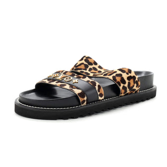 Louis Vuitton Women's Paseo Flat Comfort Slide Sandals Printed Calf Hair