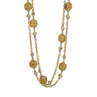 Chanel Vintage CC Medallion Long Necklace Metal with Crystals