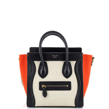 Celine Tricolor Luggage Bag Canvas and Leather Nano