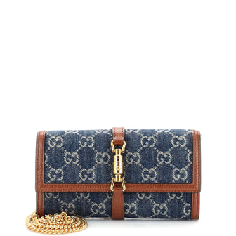 Gucci Jackie 1961 Continental Chain Wallet GG Denim