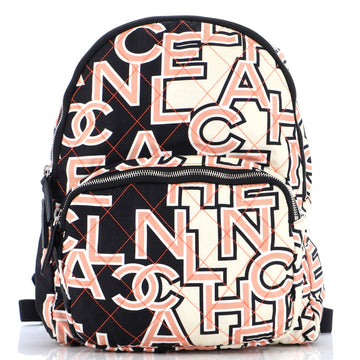 Chanel Logo Backpack Quilted Printed Nylon Medium