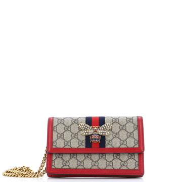 Gucci Queen Margaret Chain Wallet GG Coated Canvas Mini
