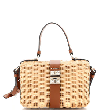 Prada Elektra Satchel Bag Wicker with Leather