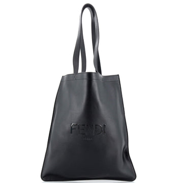 Fendi Logo Shopper Tote Embossed Leather