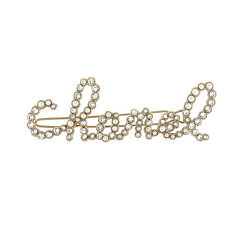 Chanel Swirling Logo Hair Clip Metal with Crystals and Faux Pearls
