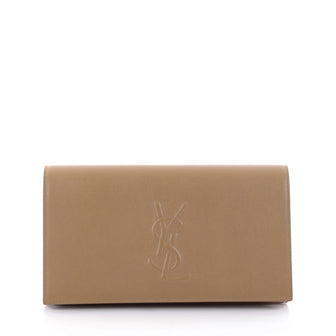 Saint Laurent Belle de Jour Clutch Leather Large Brown 2408602