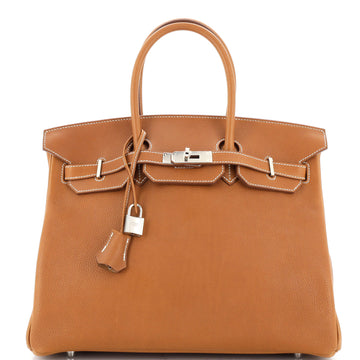 Hermes Birkin Handbag Brown Barenia Faubourg with Palladium Hardware 35