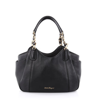 Salvatore Ferragamo Melinda Tote Leather Small Black 2408902