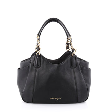 Salvatore Ferragamo Melinda Tote Leather Small Black 2408902
