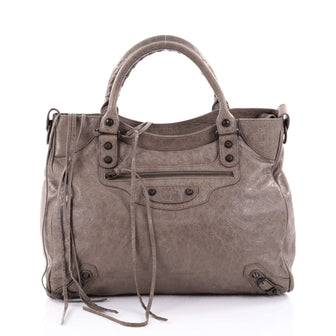 Balenciaga Velo Classic Studs Handbag Leather Brown 2409001