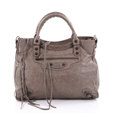 Balenciaga Velo Classic Studs Handbag Leather Brown 2409001